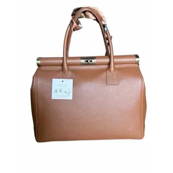 Viola Castellani VC6322-Cuoio genuine Italian leather top-handle bag. - Picture 3 of 8